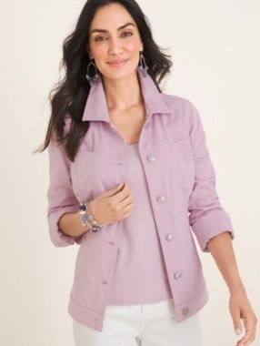 Chicos Lilac Women's Soft Jean Jacket Size 3